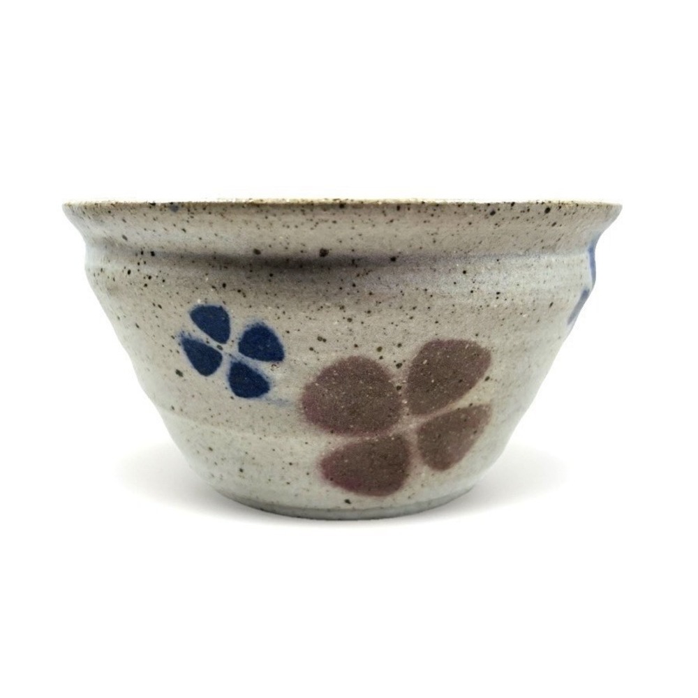 Signed Studio Pottery Bowl Floral Stoneware Handmade Art Pottery 6.5"